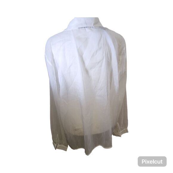 NWT Size XL Allegra K Sheer Button Up See Through Long Sleeve Top - Picture 3 of 11
